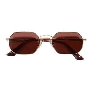 Kính mát Uniqlo Metal Hexagon màu nâu đậm 38 Dark Brown