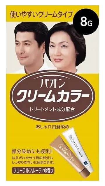 Kem nhuộm tóc bạc PAON Cream Color 8G màu đen tự nhiên 40g+40g