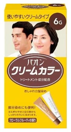 Kem nhuộm tóc bạc PAON Cream Color 6G màu nâu tự nhiên 40g+40g
