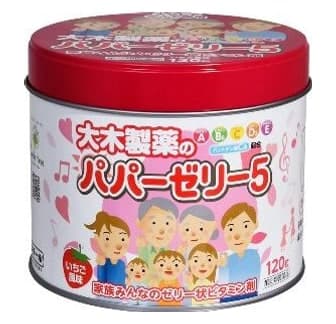 Kẹo vitamin trẻ em Oki Pharmaceutical Papa Jelly 5 vị dâu 120 viên