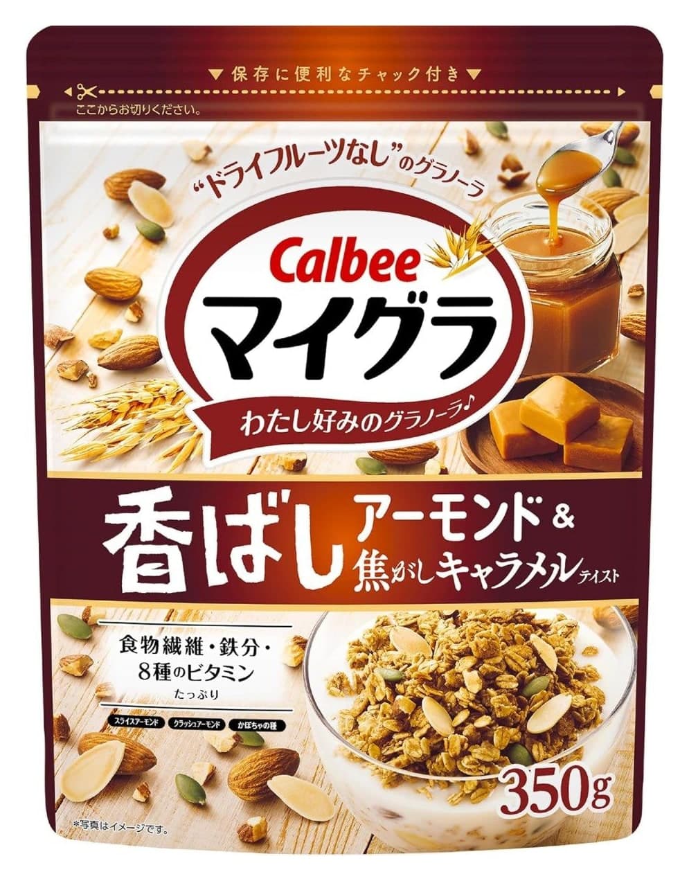 Ngũ cốc Calbee Mygra hạnh nhân và caramel cháy 350g
