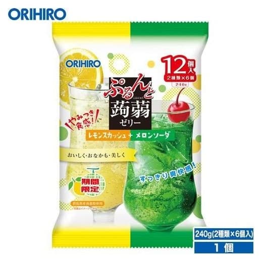 Thạch Orihiro Purunto Konnyaku chanh và soda dưa lưới 12 túi 240g