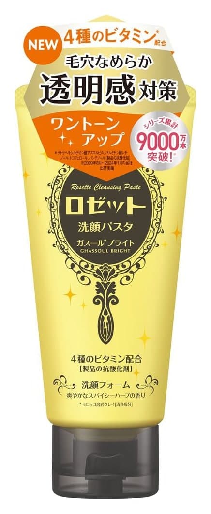 Sữa rửa mặt đất sét sáng da mờ thâm Rosette Ghassoul Bright 120g (Vàng)