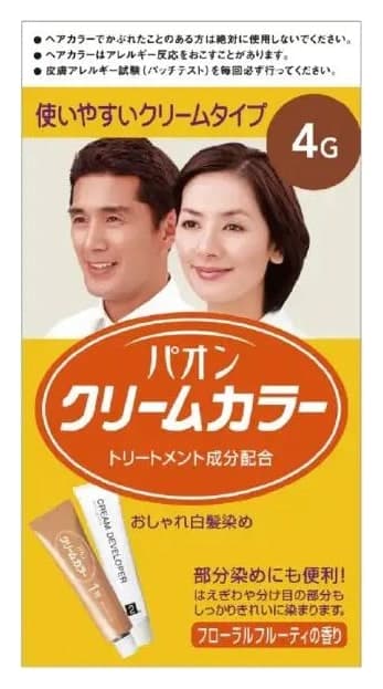 Kem nhuộm tóc bạc PAON Cream Color 4G màu hạt dẻ tự nhiên 40g+40g
