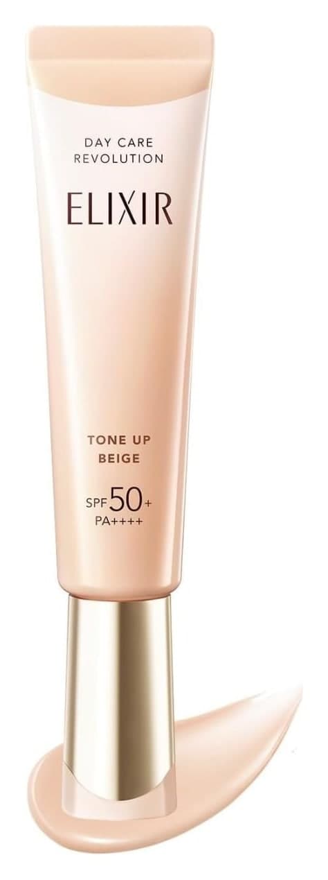 Kem chống nắng nâng tông Shiseido ELIXIR Day Care Revolution Tone Up BE+ (Pure Beige) SPF50+ PA++++ 35g