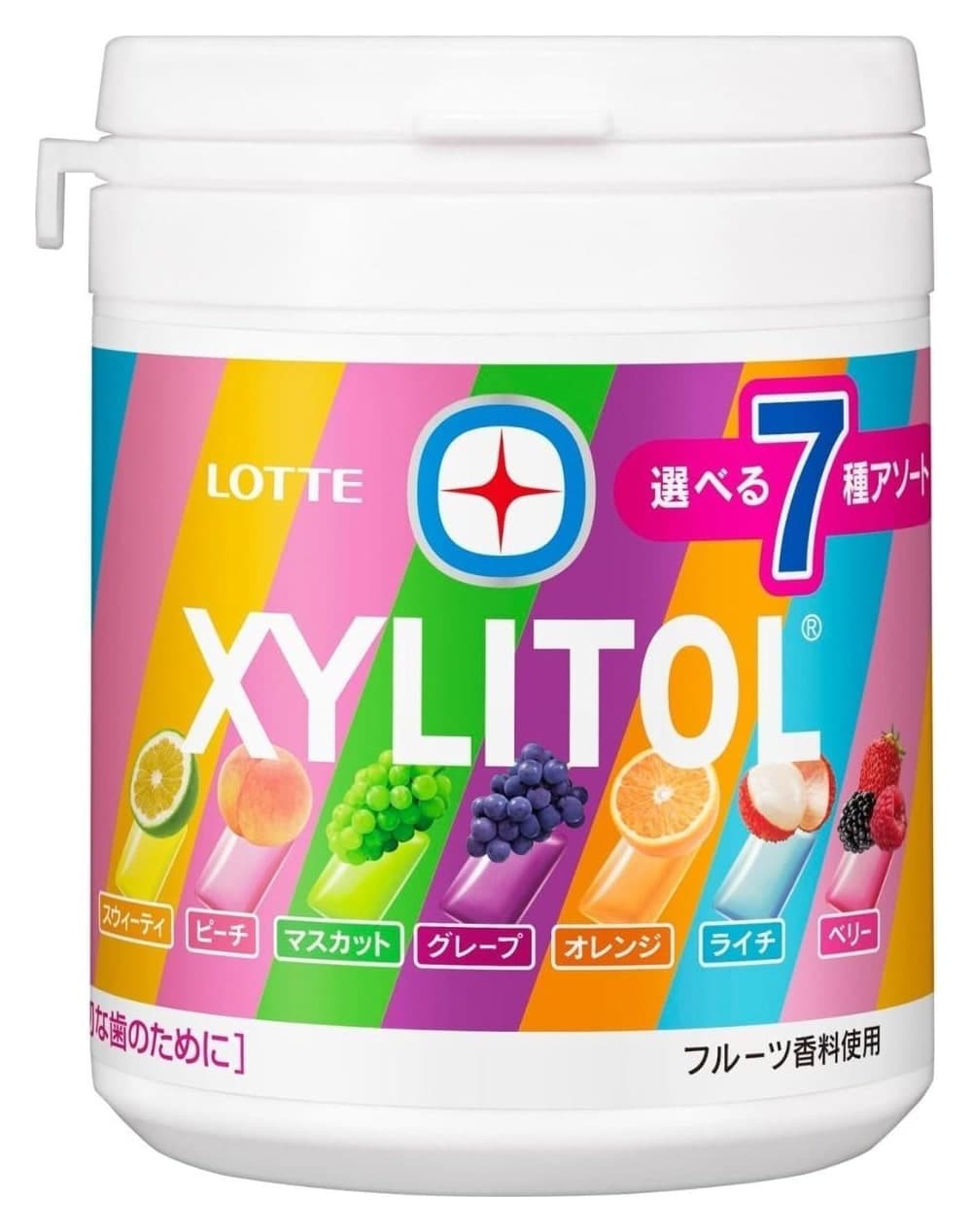 Kẹo cao su Lotte Xylitol 7 vị trái cây hũ 133g